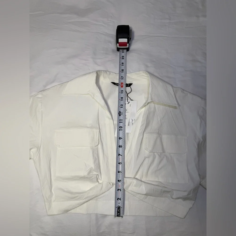 Zara Boxy Twist Hem White Collared Cropped Shirt - Picture 11 of 17